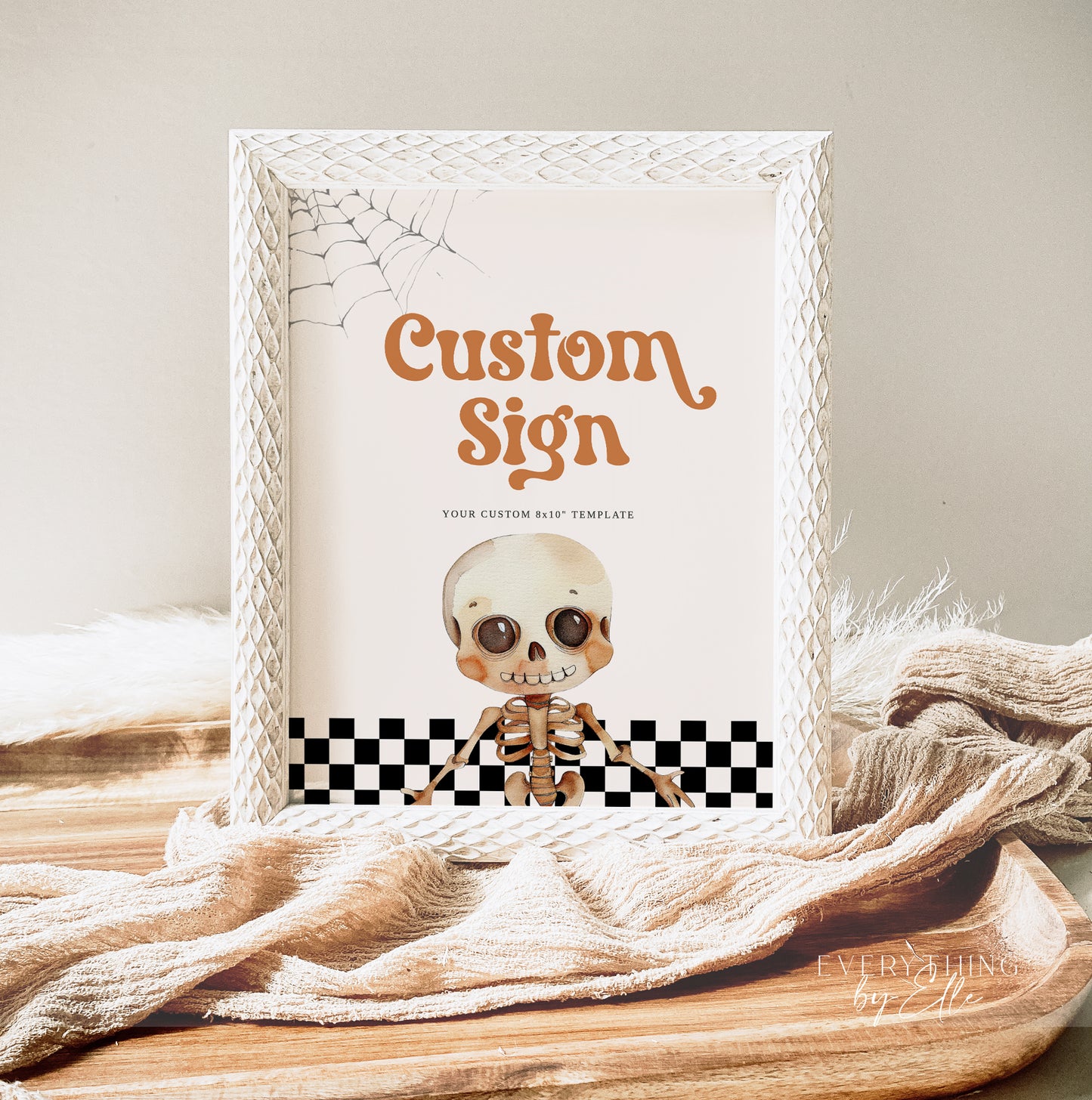 Skeleton Halloween Birthday Custom Sign Editable | Spooky Bash First Birthday Table Sign | One Spooky Dude Birthday Template | Two Spooky | Green Halloween Costume Party Template | EverythingByElleCo