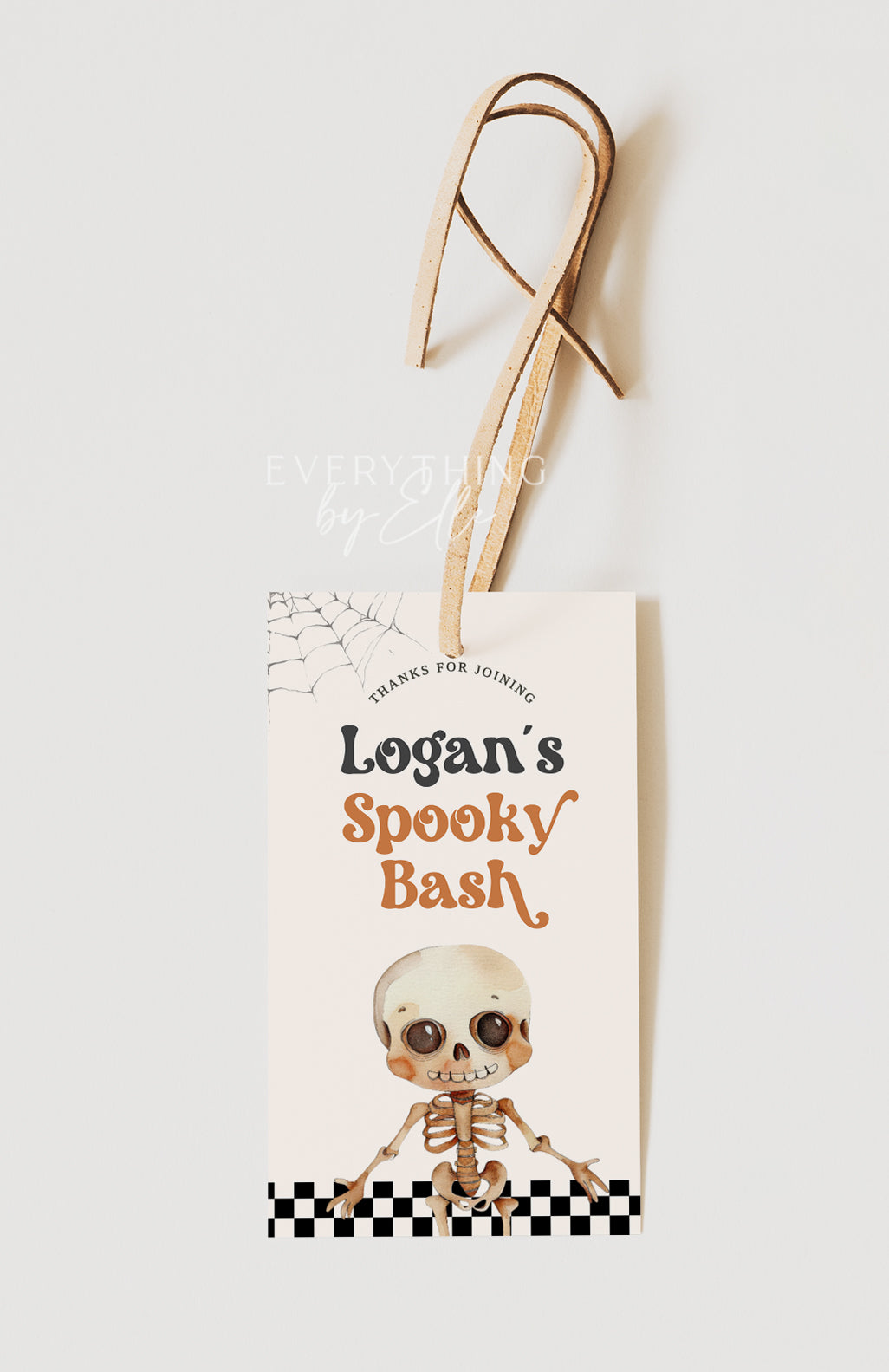 Skeleton Halloween Birthday Favor Tag Editable | Spooky Bash First Birthday Thank You Treat Bag Tag | One Spooky Dude Birthday Template | Two Spooky | Green Halloween Costume Party Template | EverythingByElleCo