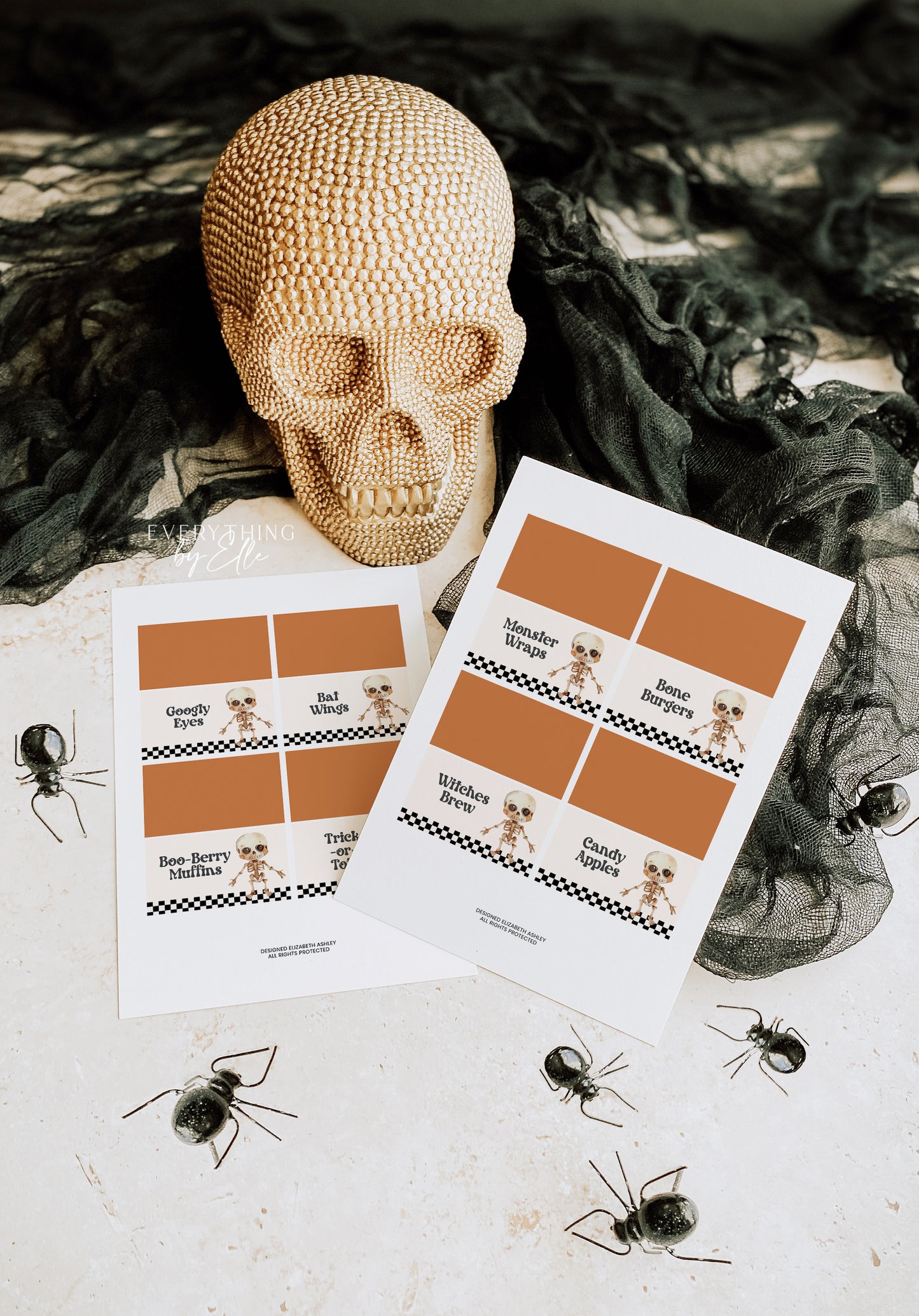 Skeleton Halloween Birthday Food Tent Cards Editable | Spooky Bash First Birthday Food Labels | One Spooky Dude Birthday Template | Two Spooky | Green Halloween Costume Party Template | EverythingByElleCo