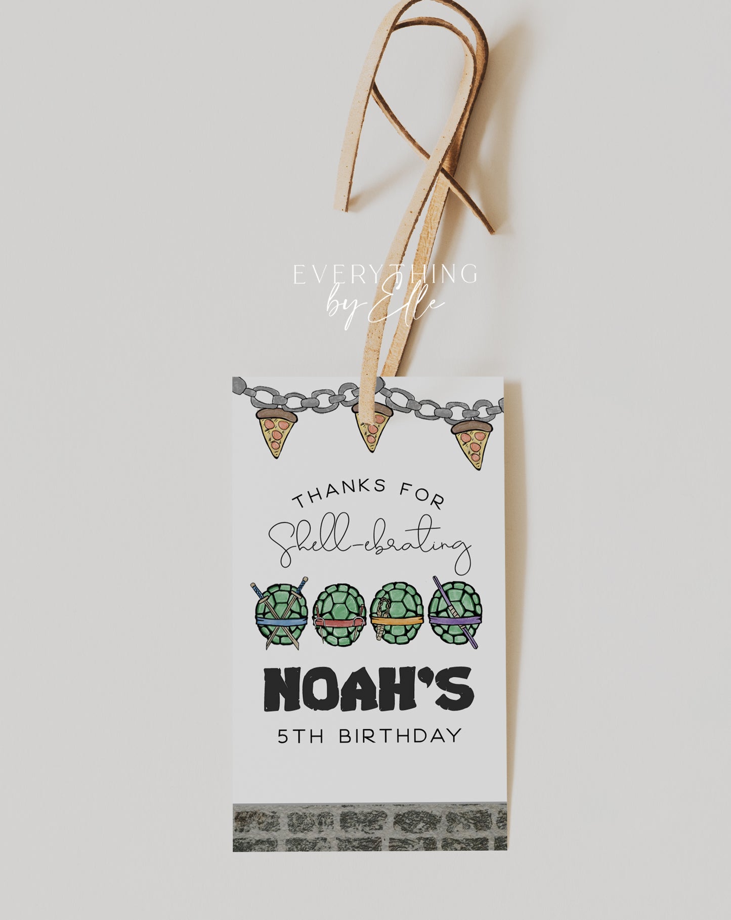 Turtles Birthday Favor Tag Editable | Modern Mayhem Ninja Birthday Party Printable Gift Tag Template | EverythingByElleCo