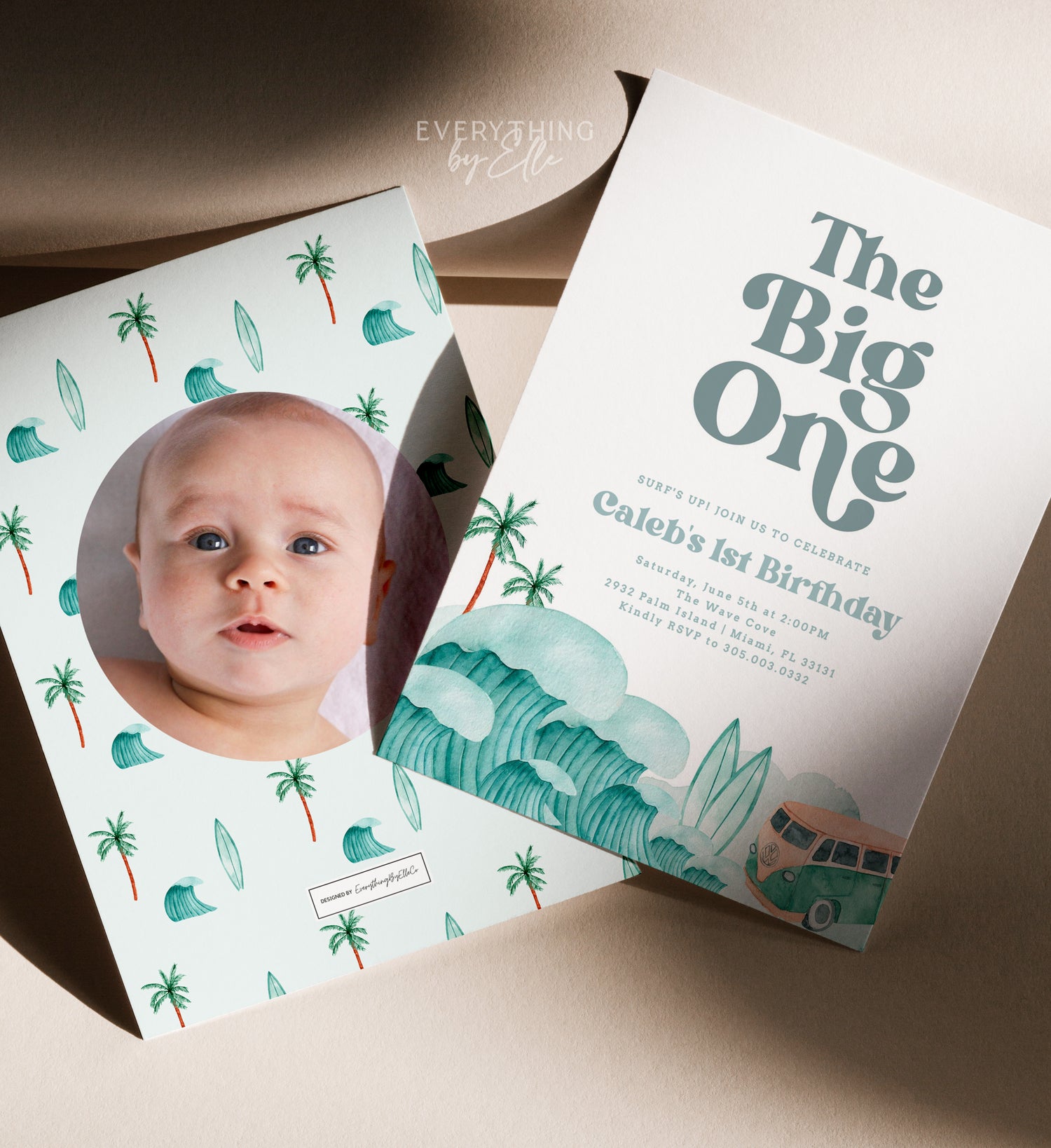 The Big ONE Surf Van (Teal) | 1st Birthday Collection