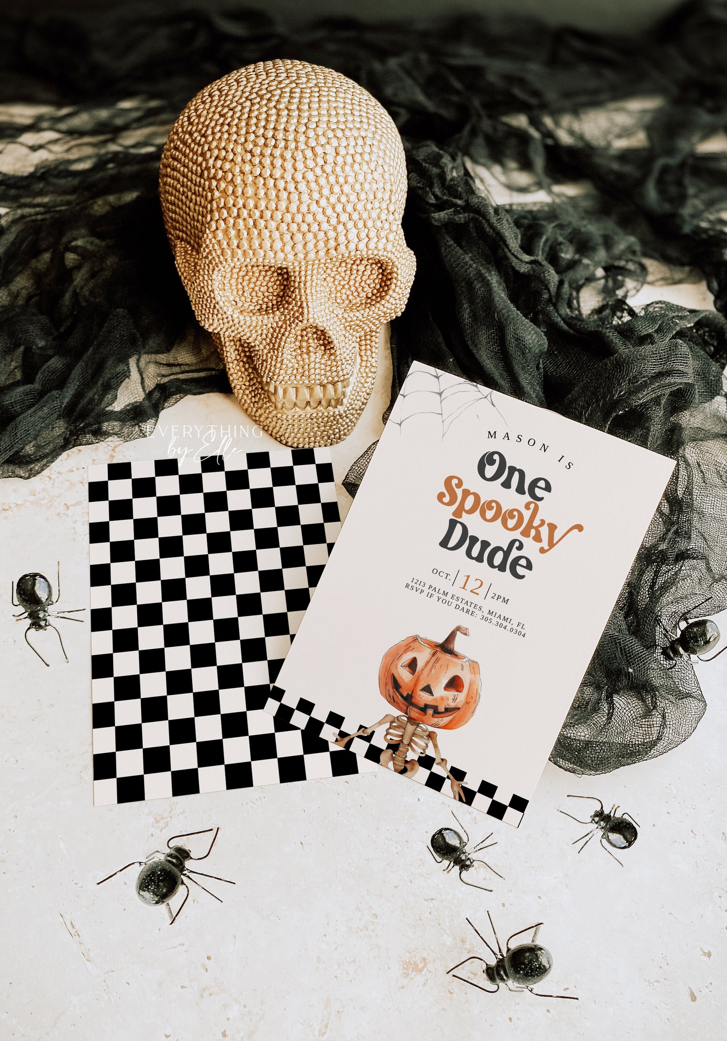 Halloween Pumpkin Skeleton Birthday Party Collection | One Spooky Dude