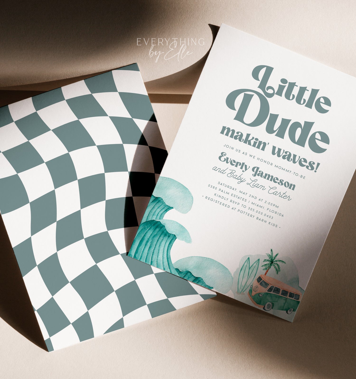 Surf Little Dude Makin' Waves (Teal) | Baby Shower Collection