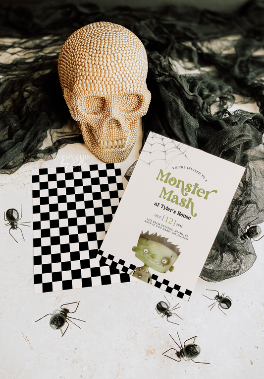 Frankenstein Halloween Birthday Invitation Editable | Monster Mash Birthday Invite Template | Halloween Costume Party Template | EverythingByElleCo