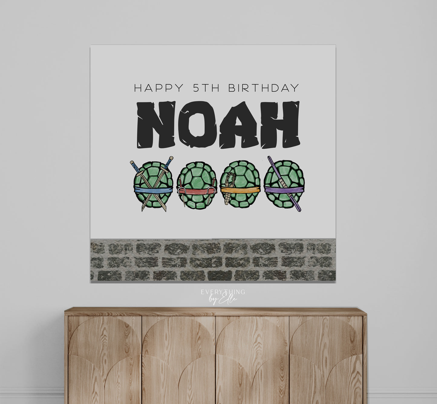 Turtles Birthday Backdrop Editable | Modern Mayhem Ninja Birthday Party Printable Banner Template | EverythingByElleCo