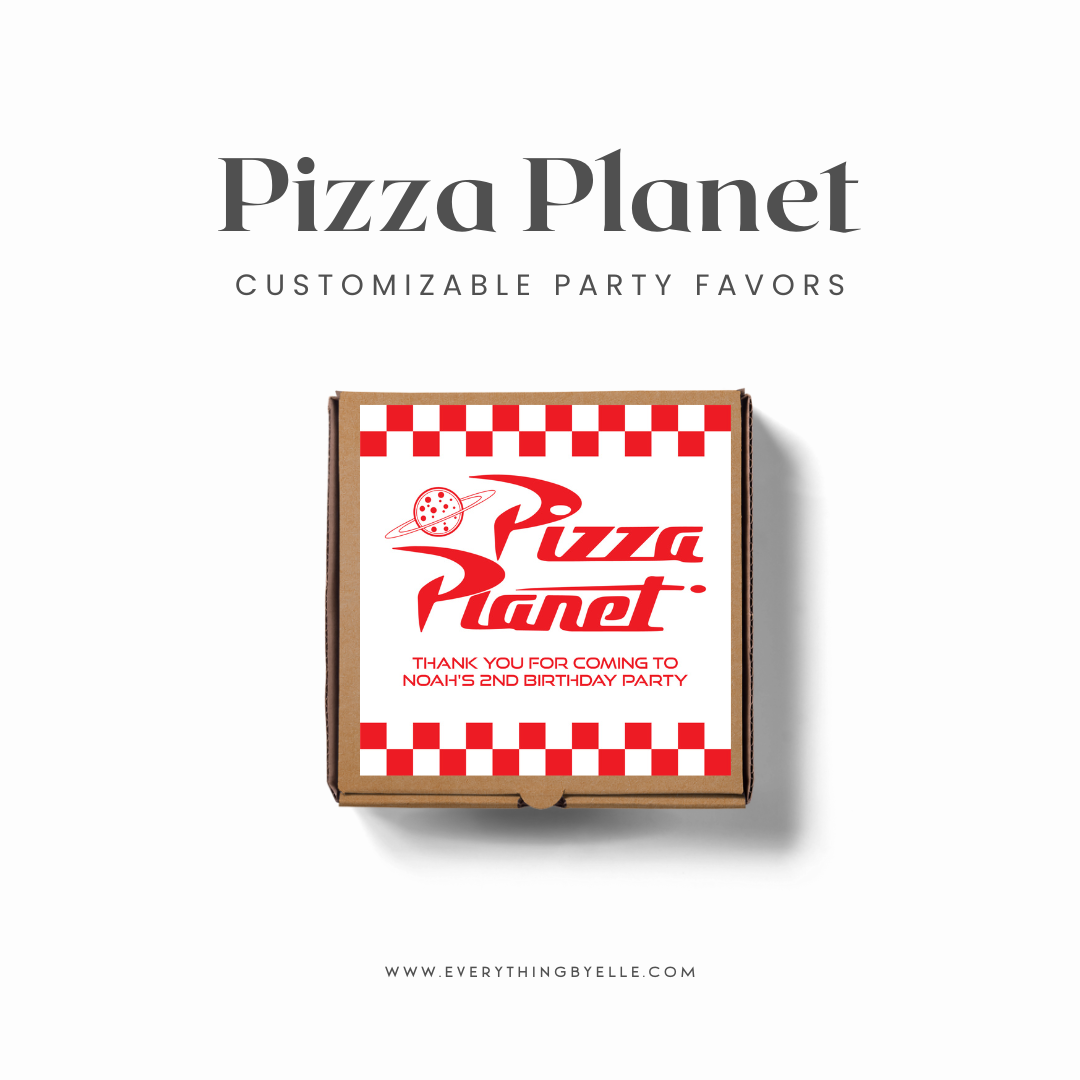 Toy Story Birthday Pizza Planet Box Label | Editable TWO Infinity and Beyond Birthday Party Printable Favor Boxes | 2nd Birthday Toy Story Party Favors | Instant Download Party Decor Printables