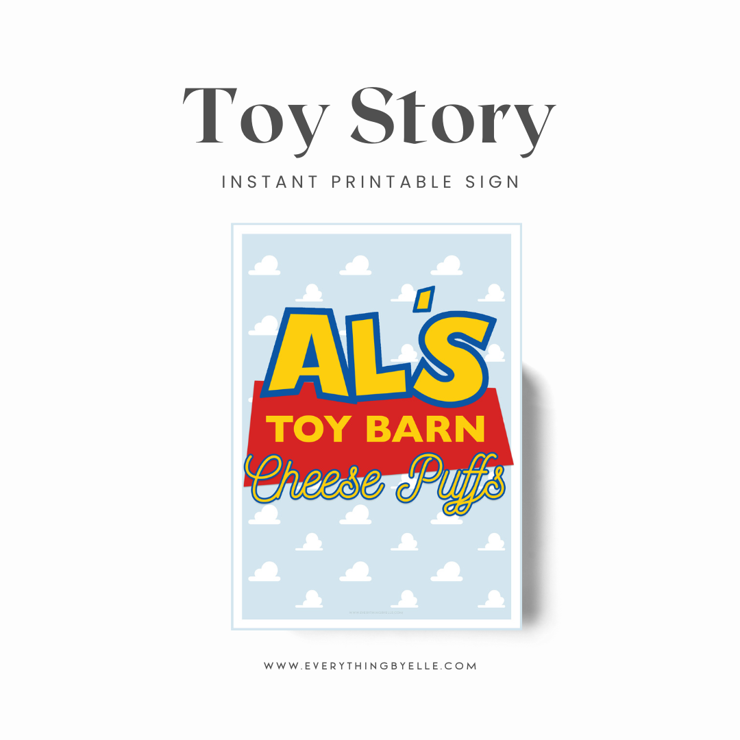 Toy Story Birthday Al's Toy Barn Printable Label Sign | TWO Infinity and Beyond Birthday Party Printable Cheese Puffs Sign | 2nd Birthday Toy Story Party Favors | Instant Download Party Decor Printables