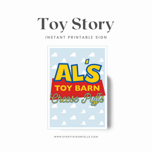 Toy Story Birthday Al's Toy Barn Printable Label Sign | TWO Infinity and Beyond Birthday Party Printable Cheese Puffs Sign | 2nd Birthday Toy Story Party Favors | Instant Download Party Decor Printables