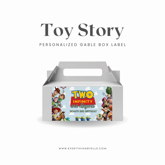 Toy Story 2nd Birthday Gable Box Label | Editable TWO Infinity and Beyond Birthday Party Printable Favor Boxes | Toy Story Party Favors | Instant Download Party Decor Printables