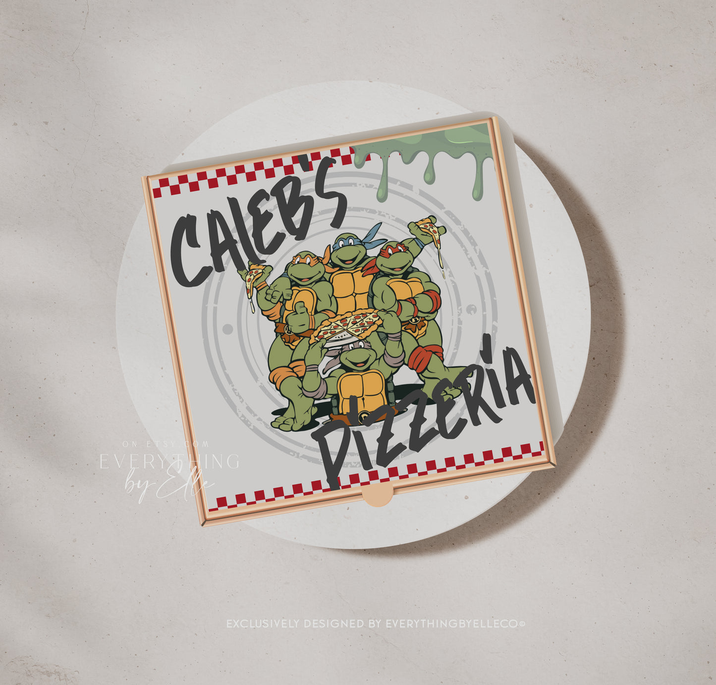 Turtles Birthday Pizza Box Template | Ninja Personalized Pizza Favor Box Birthday Party DIY | EverythingByElleCo