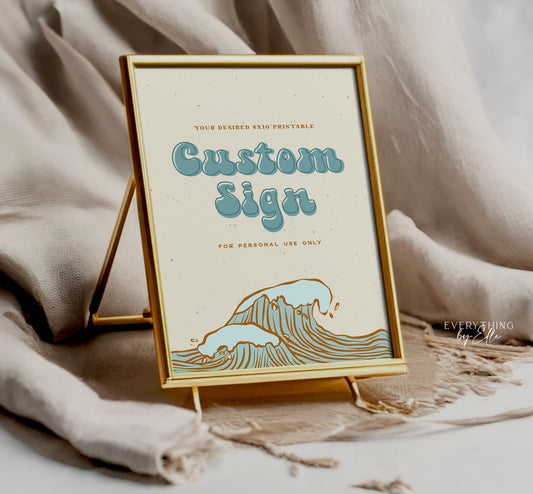 The Big One Surf Birthday Custom Sign Editable | Vintage Surf Boy 1st Birthday Party Sign Template | EverythingByElleCo