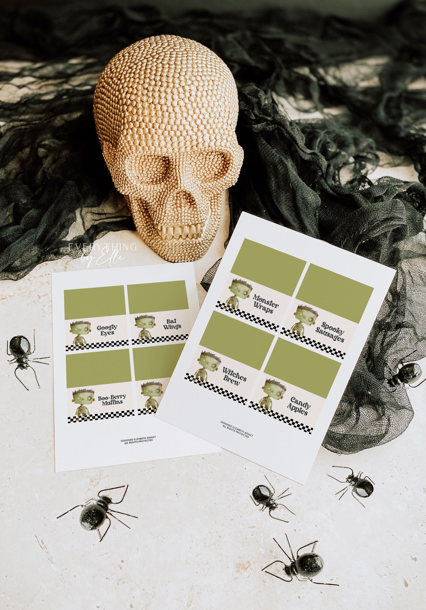 Frankenstein Halloween Food Tent Labels Editable | Monster Mash Birthday Foldable Food Cards Template | Halloween Costume Party Table Cards Template | EverythingByElleCo