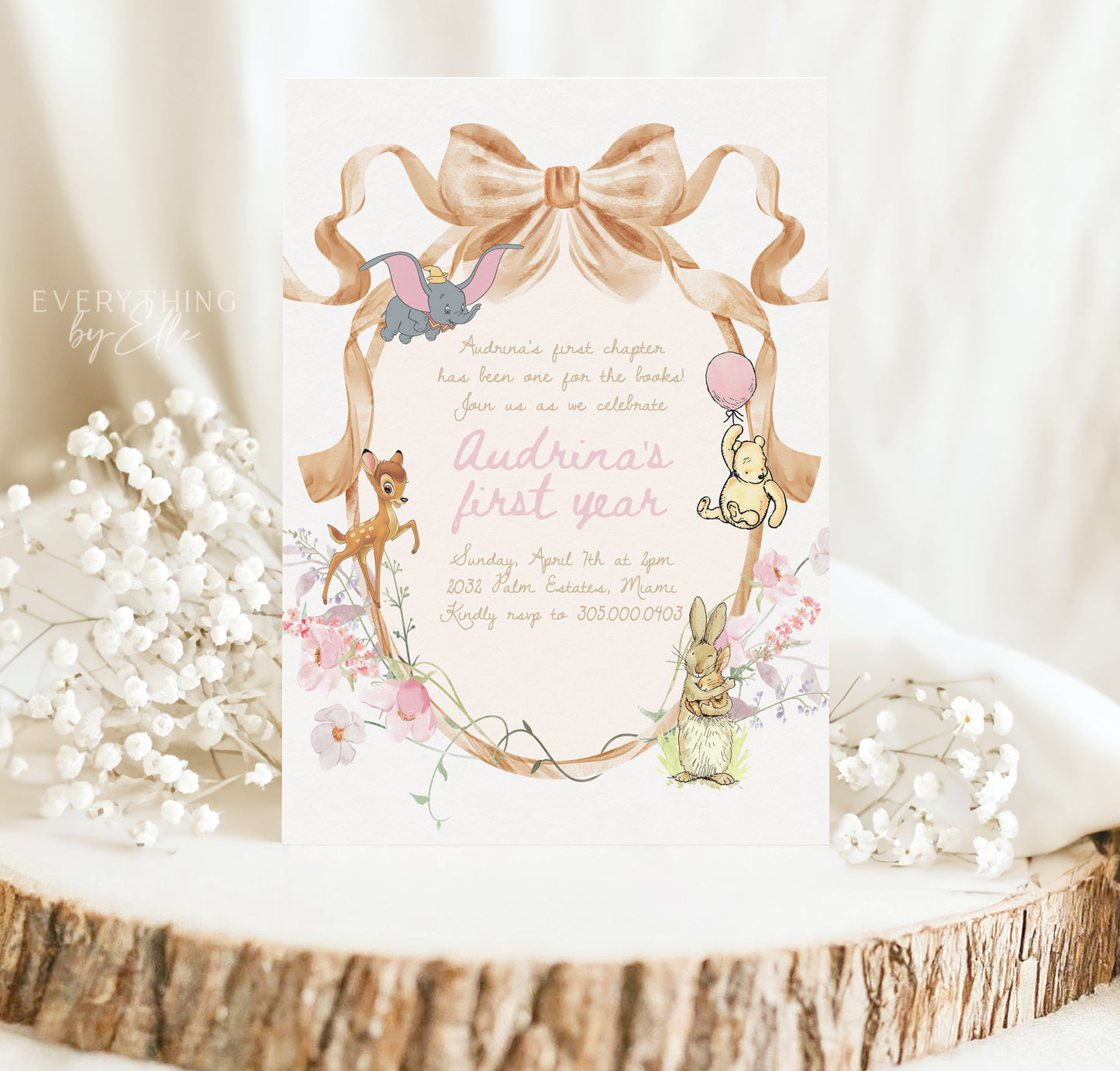 Whimsical Storybook Floral Invitation for Girls Editable | First Chapter Floral 1st Birthday Party Invite Template | One for the Books Template | EverythingByElleCo