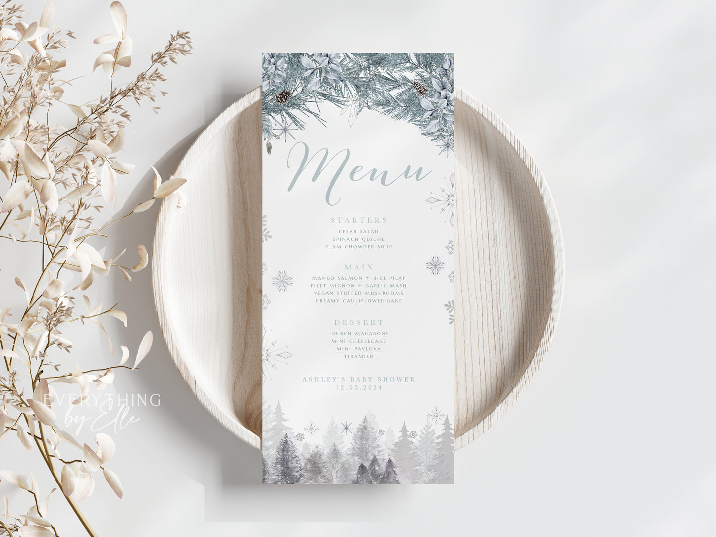 Baby It's Cold Outside Menu Editable | Winter Baby Shower Food Table Menu Template | Christmas Gender Neutral Baby Shower Template | EverythingByElleCo