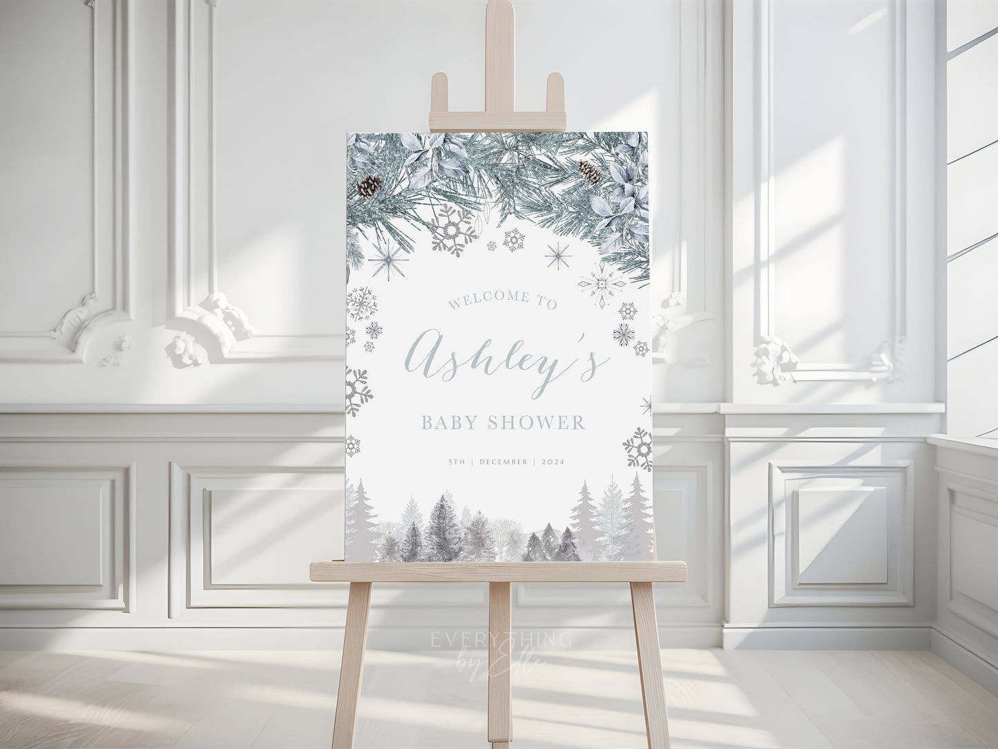 Baby It's Cold Outside Welcome Sign Editable | Winter Baby Shower Poster Board Template | Christmas Gender Neutral Baby Shower Template | EverythingByElleCo