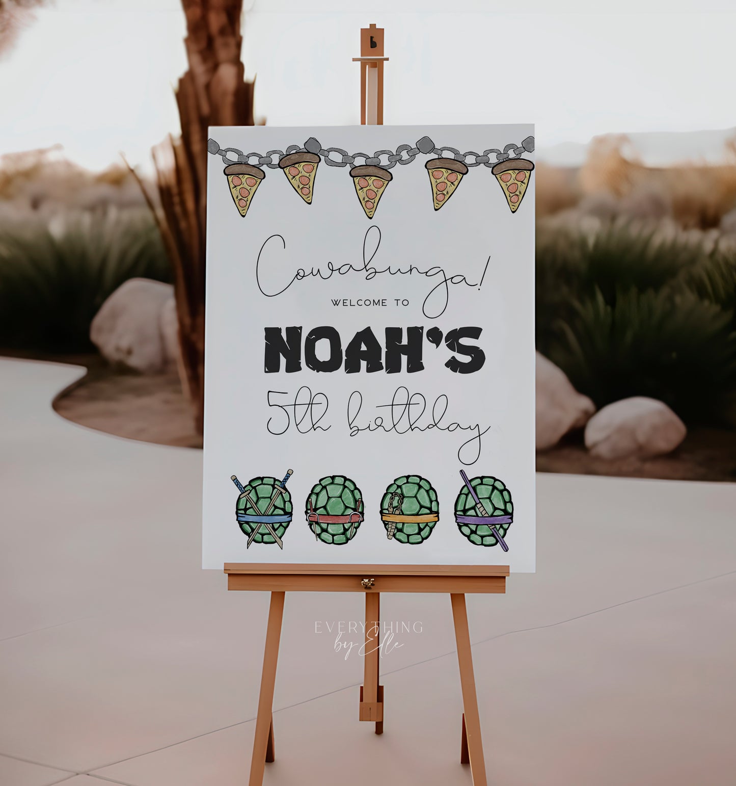 Turtles Birthday Welcome Sign Editable | Modern Mayhem Ninja Birthday Party Printable Sign Template | EverythingByElleCo