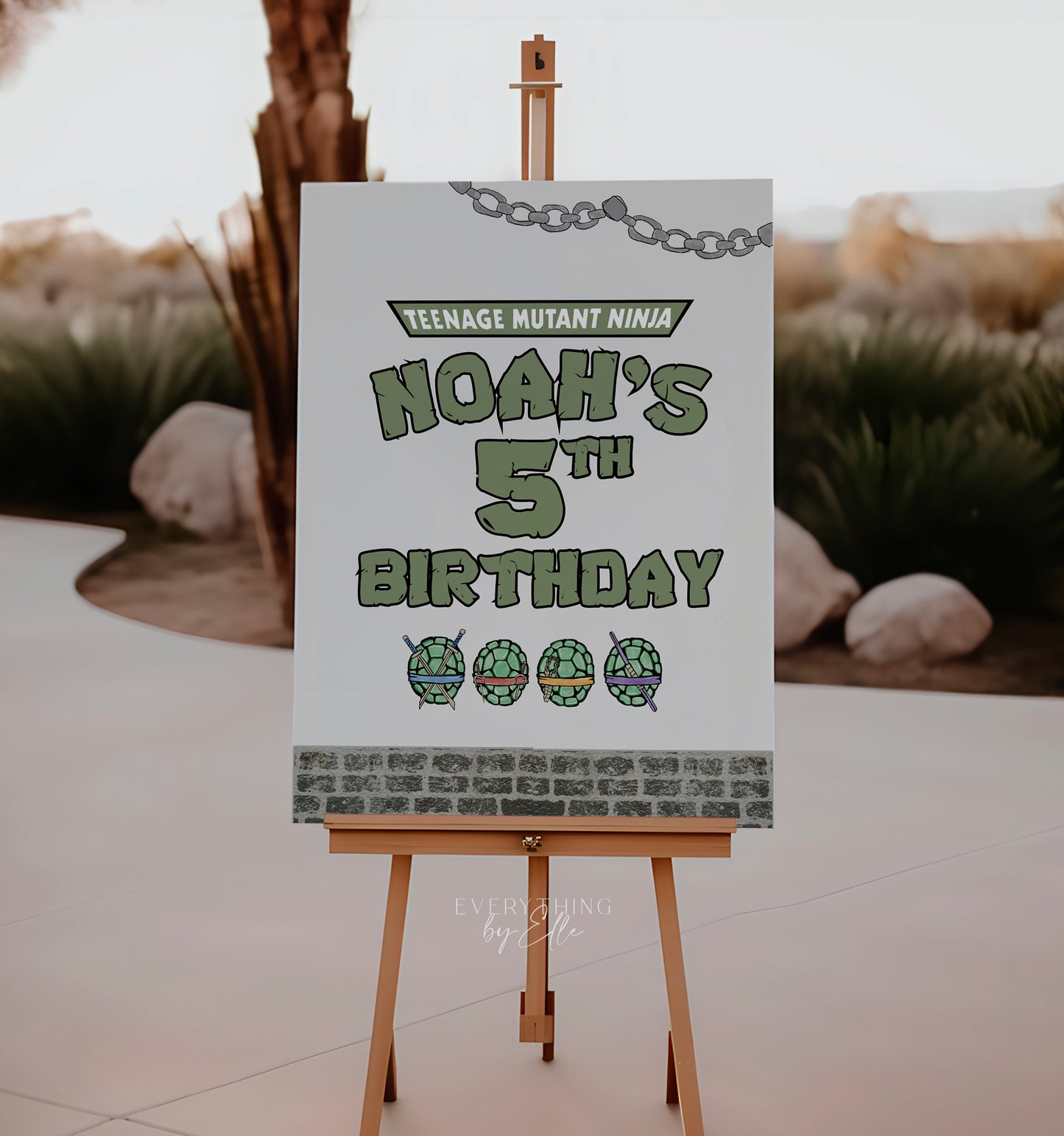 Turtles Birthday Welcome Sign Editable | Modern Mutant Ninja Birthday Party Printable Sign Template | EverythingByElleCo